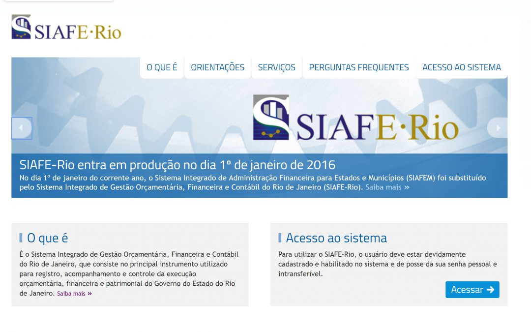 Siafe-Rio entra em produção no dia 1º de janeiro de 2016